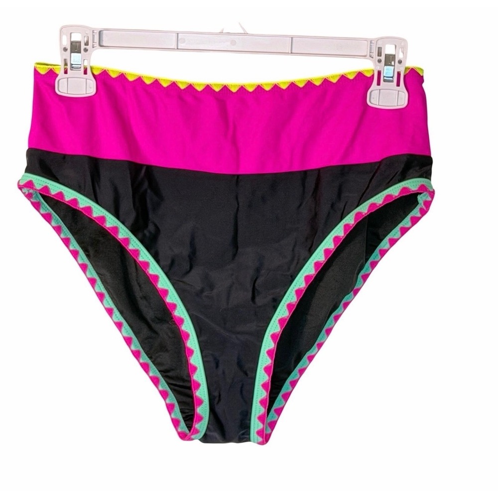 NWT Popvil Neon 3pc Bikini Set High Waist Tummy Control Skirt Black Pink Various - Picture 6 of 8